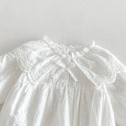 MyKids-USA® Autumn Arrival Baby Girls Long Sleeves Cute Solid Color Lace Trim Bodysuit