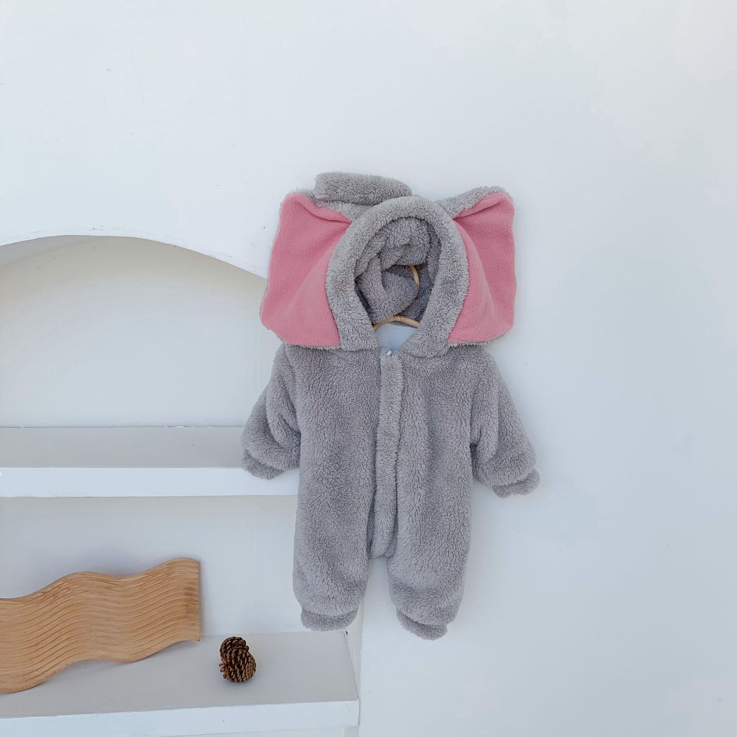 Winter Arrival Baby Unisex Long Sleeves Fluffy Cute Elephant Rompers, MyKids-USA®, Baby One-Pieces, MyKids-USA - Size/Age - 66 (3-6M) - Color - Grey -  -  - TR2511242340