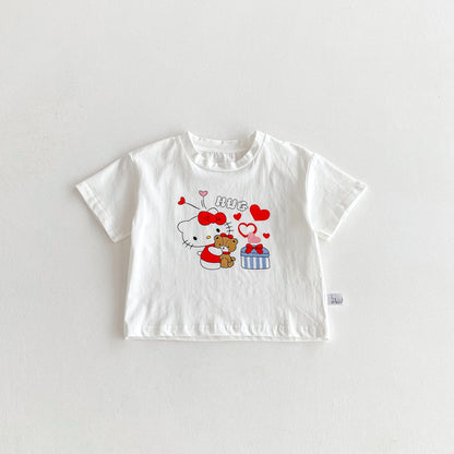 Summer Girls’ Cartoon and Letters Pattern T-shirt in European and American Style, MyKids-USA®, T-Shirts, MyKids-USA - Size/Age - 90 (12-24M) - Color - White -  -  - TR2603302348-B.
