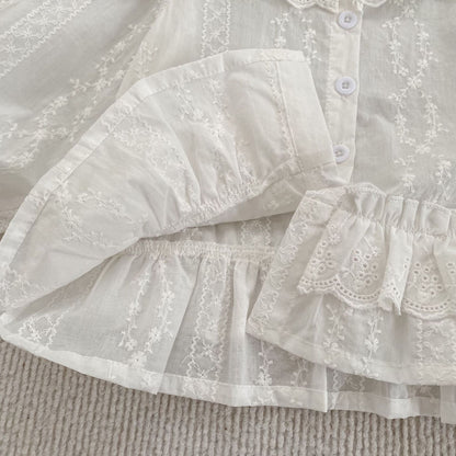MyKids-USA® Arrival Autumn Baby Kids Girls Long Sleeves Flowers Pattern Embroidered Shirt