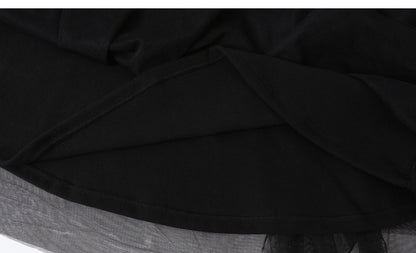 Girls Single Breasted Cardigan Tops Black Dress Sets