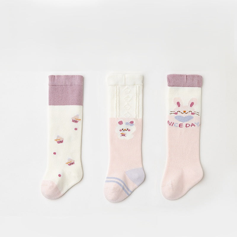 Autumn and Spring Baby Boys and Girls Cute Cartoon Pattern Socks 1 Lot=3-Pair Set, MyKids-USA®, Baby & Toddler Socks & Tights, MyKids-USA - Size/Age - XS (0-6M) - Color - Beige -  -  - TR2601241623-B.