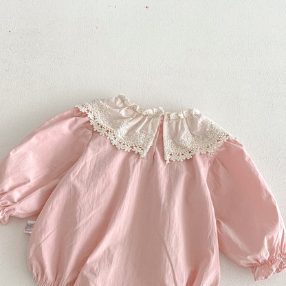Spring and Autumn Arrival Baby Girls Long Sleeves Cute Floral Collar Pink Bodysuit, MyKids-USA®, Baby One-Pieces, MyKids-USA -  -  -  -  -  -  - .