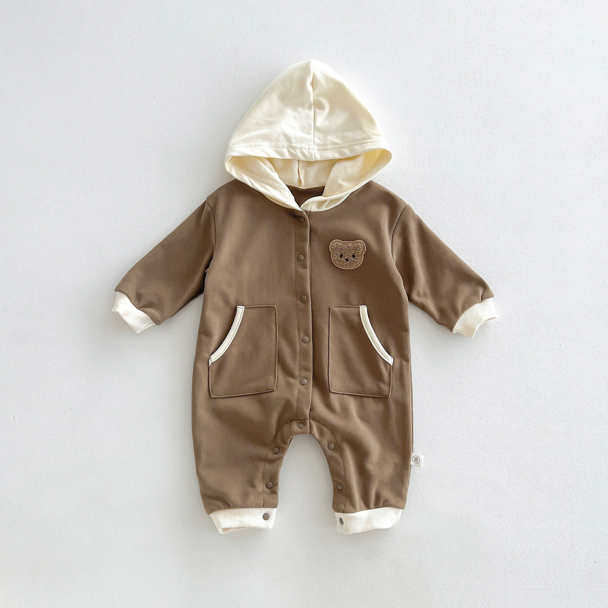 Autumn Arrival Baby Unisex Long Sleeves Teddy Bear Pattern Casual Hooded Rompers, MyKids-USA®, Baby One-Pieces, MyKids-USA - Size/Age - 66 (3-6M) - Color - Brown -  -  - TR2511232240-A