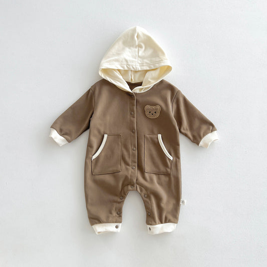 Autumn Arrival Baby Unisex Long Sleeves Teddy Bear Pattern Casual Hooded Rompers, MyKids-USA®, Baby One-Pieces, MyKids-USA - Size/Age - 66 (3-6M) - Color - Brown -  -  - TR2511232240-A