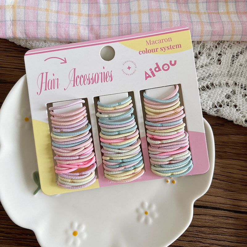 Adorable Solid Color Plain Hair Ties 60-Piece Set, MyKids-USA®, Ponytail Holders, MyKids-USA - Size/Age - Average Size (0-12Y） - Color - Blue -  -  - TR2602011232-B.