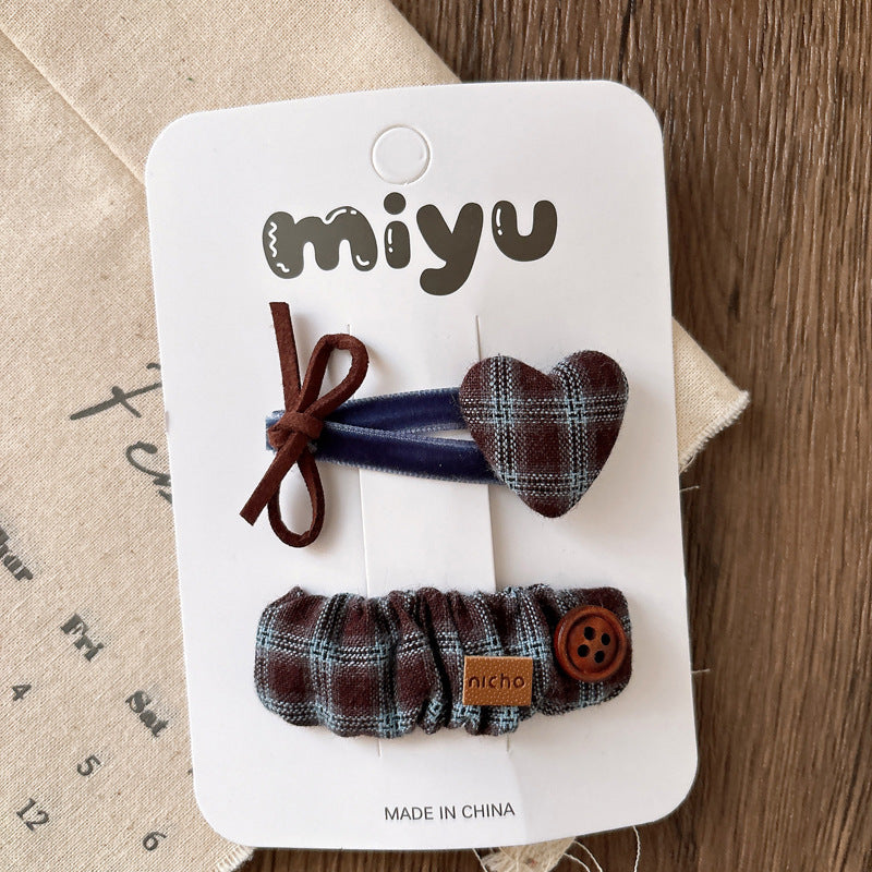 Collection of 2 Vintage Cloth Design Hair Clips, MyKids-USA®, Hair Pins, Claws & Clips, MyKids-USA - Size/Age - Average Size (0-12Y） - Color - Black -  -  - TR2603171047-A.