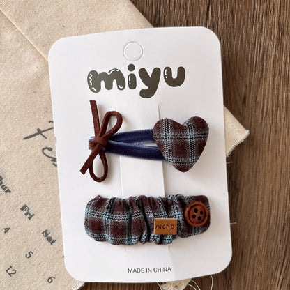 Collection of 2 Vintage Cloth Design Hair Clips, MyKids-USA®, Hair Pins, Claws & Clips, MyKids-USA - Size/Age - Average Size (0-12Y） - Color - Black -  -  - TR2603171047-A.