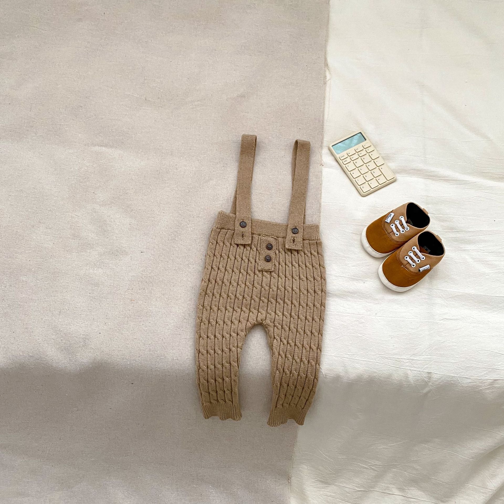Baby Kids Unisex Long Sleeves Striped Knitted Sweater and Overalls, MyKids-USA®, Baby & Toddler Outfits, MyKids-USA - Size/Age - 66 (3-6M) - Color - Apricot -  -  - TR2410131654-A
