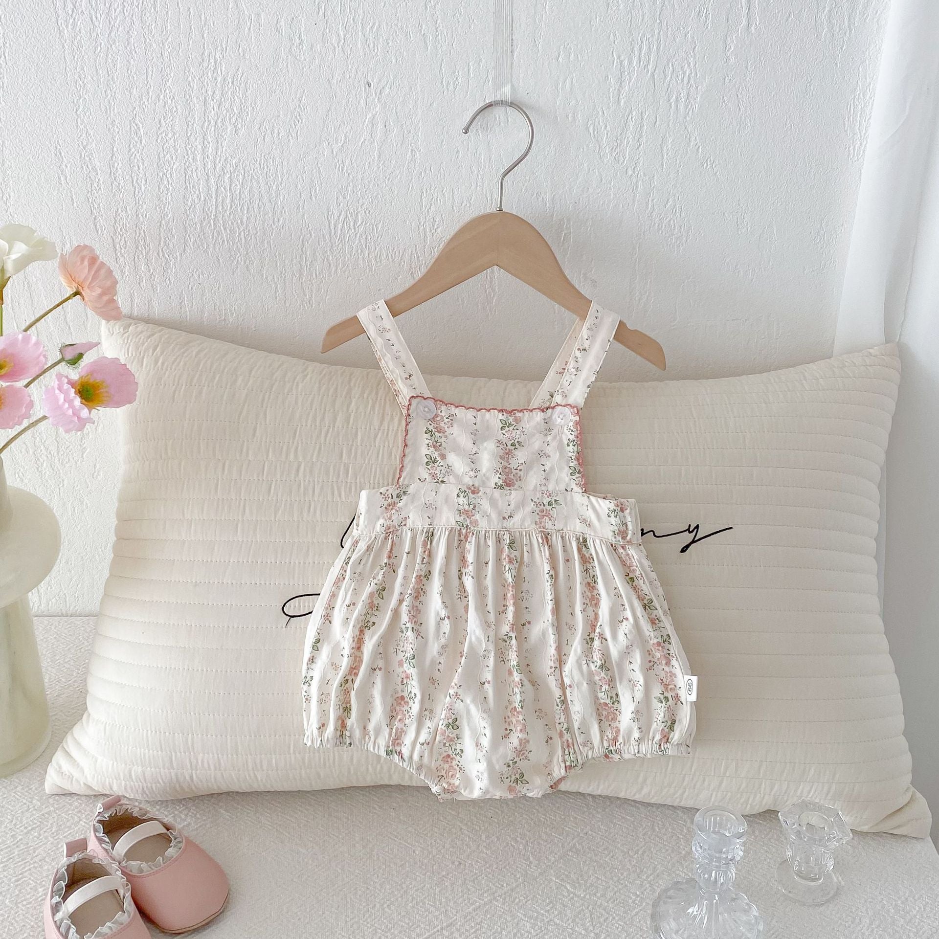 Summer Arrival Baby Girls Floral Pattern Sleeveless Strap Onesies Overalls, MyKids-USA®, Baby One-Pieces, MyKids-USA - Size/Age - 66 (3-6M) - Color - Apricot -  -  - TR2506141145-A