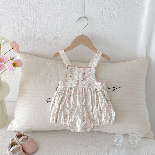 Summer Arrival Baby Girls Floral Pattern Sleeveless Strap Onesies Overalls, MyKids-USA®, Baby One-Pieces, MyKids-USA - Size/Age - 66 (3-6M) - Color - Apricot -  -  - TR2506141145-A