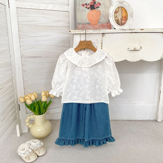 MyKids-USA® Arrival Autumn Baby Kids Girls Long Sleeves Embroidered Top and Denim Jeans