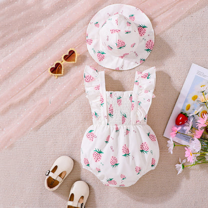 Design Summer Baby Kids Girls Sleeveless Fruits Pattern Bodysuit with Hat, MyKids-USA®, Baby & Children's One-Pieces, MyKids-USA -  -  -  -  -  -  - .