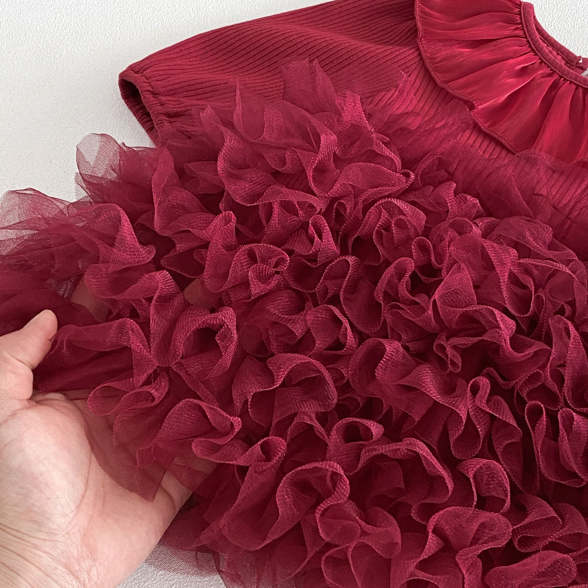 Spring Arrival Baby Girls Long Sleeves Tulle Decorated Plain Onesies Dress, MyKids-USA®, Baby & Toddler Dresses, MyKids-USA -  -  -  -  -  -  - .