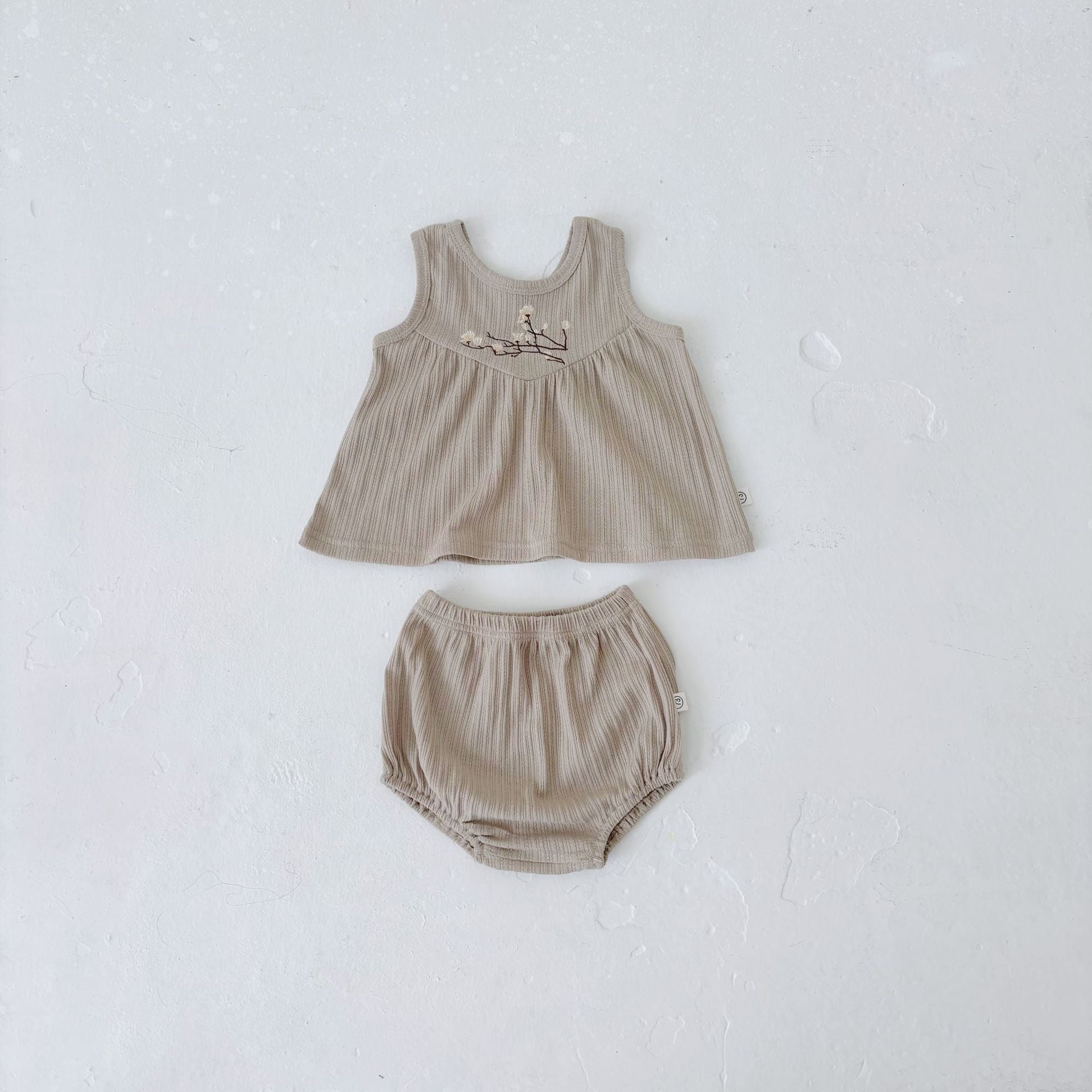 Summer Hot Selling Baby Girls Sleeveless Flowers Embroidered Pattern Top Vest and Bloomers Clothing Set, MyKids-USA®, Baby & Toddler Outfits, MyKids-USA - Size/Age - 73 (6-9M) - Color - Khaki -  -  - TR2505112258-A