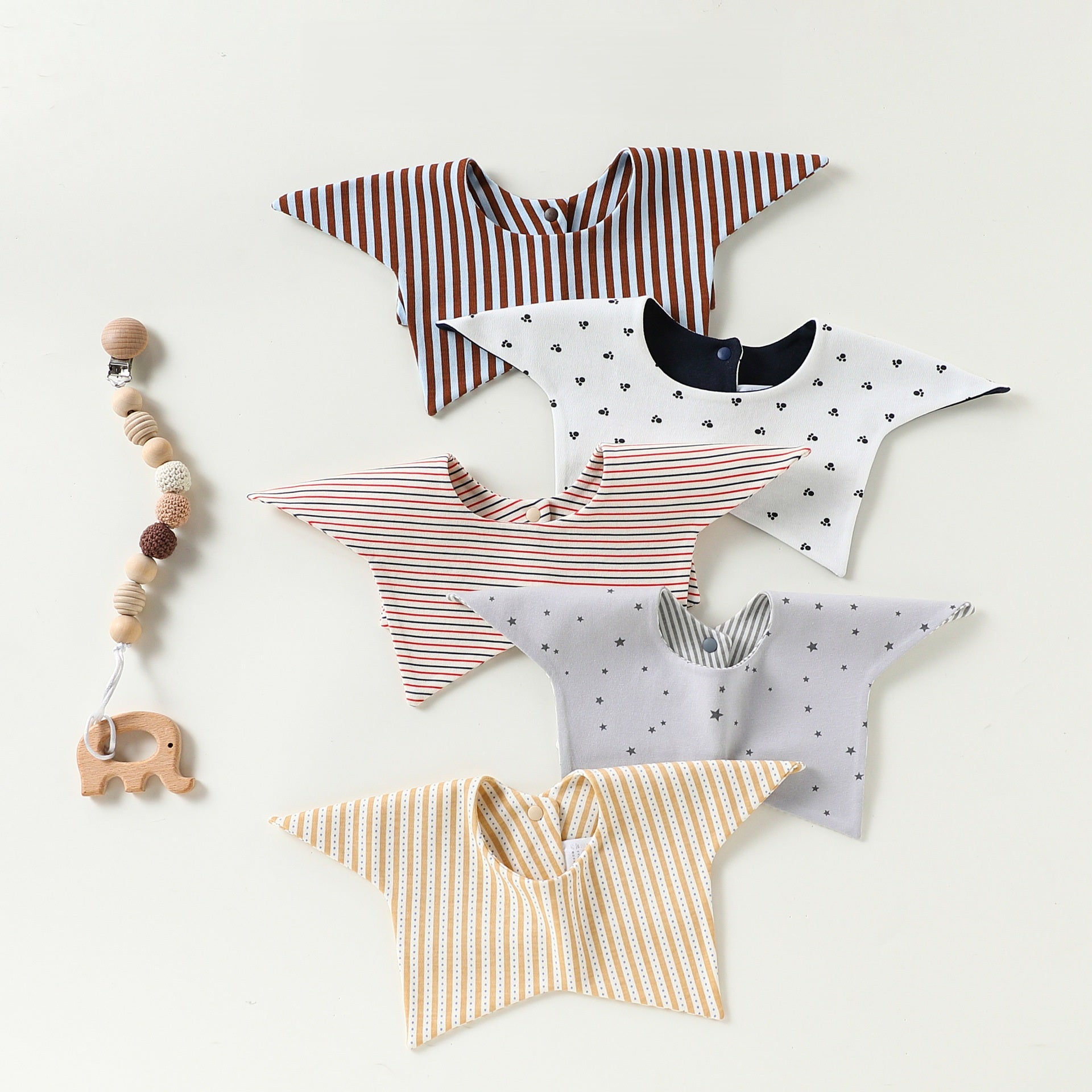 Adorable Geometric Pattern Snap-on Star Shaped Bib, MyKids-USA®, Bibs, MyKids-USA -  -  -  -  -  -  - .