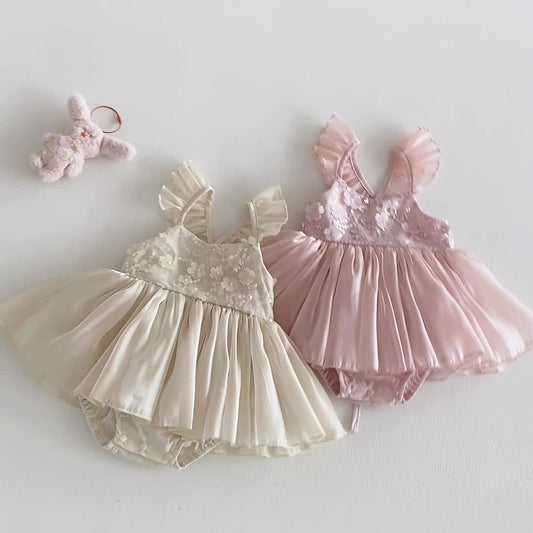 Summer Arrival Baby Girls Sleeveless Flowers Pattern Bodysuit Dress