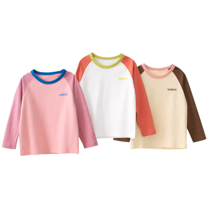 Autumn Baby Kids Girls Letters Pattern Print Long Sleeves Crew Neck Color Patchwork Top Shirt, MyKids-USA®, Baby & Toddler Tops, MyKids-USA -  -  -  -  -  -  - 