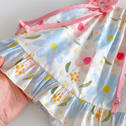 Design Summer Baby Kids Girls Pink Sleeveless Flowers Pattern Strap Bodysuit Dress, MyKids-USA®, Baby & Toddler Dresses, MyKids-USA -  -  -  -  -  -  - .