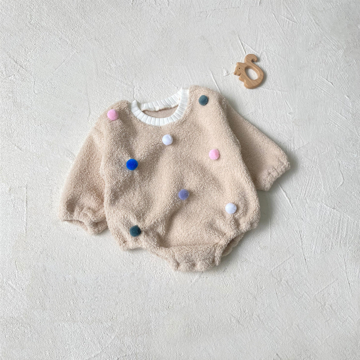 Winter and Spring Arrival Baby Unisex Fluffy Long Sleeves Colorful Balls Pattern Bodysuit, MyKids-USA®, Baby One-Pieces, MyKids-USA - Size/Age - 66 (3-6M) - Color - Apricot -  -  - TR2601142247-A.