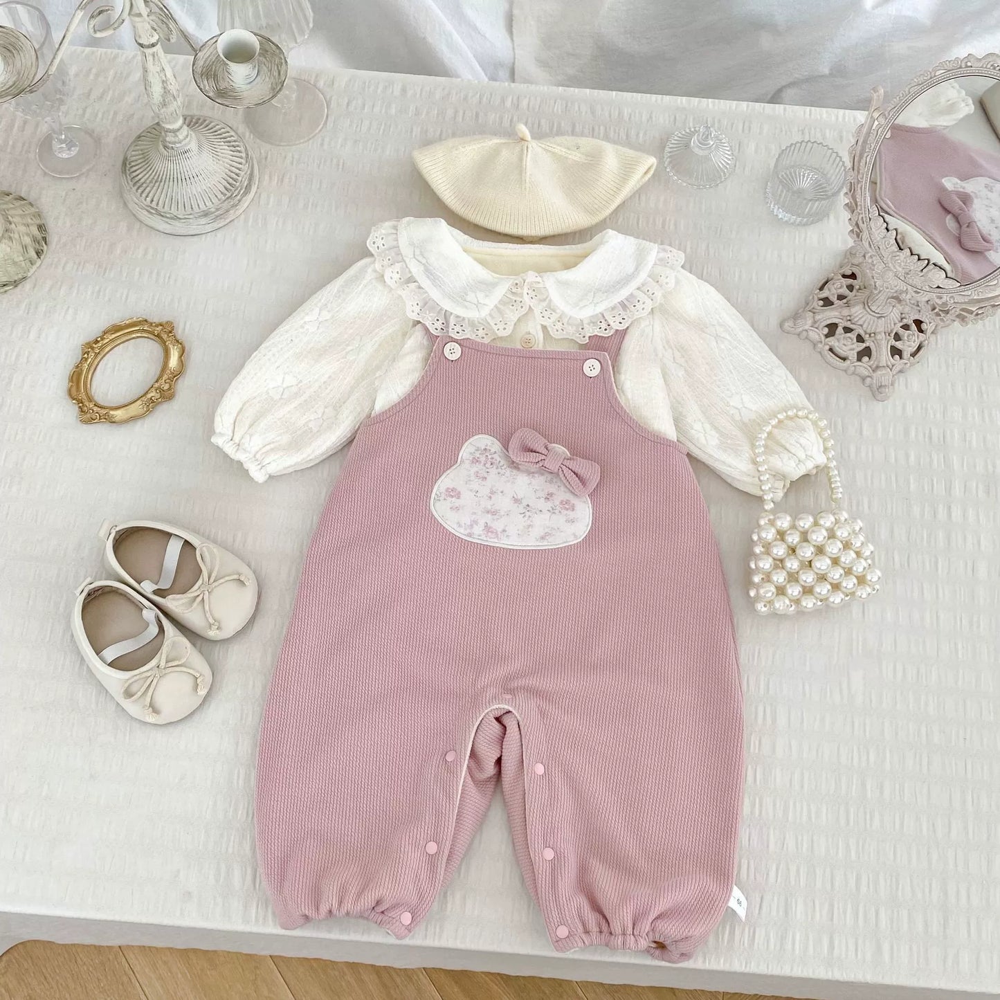 Spring and Autumn Baby Kids Girls Geometric Pattern Long Sleeves Warm Top and Sleeveless Rompers Overalls, MyKids-USA®, Baby & Toddler Outfits, MyKids-USA -  -  -  -  -  -  - 