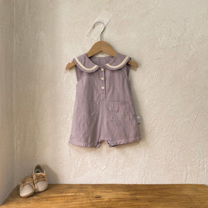 MyKids-USA® Hot Selling Summer Baby Kids Sleeveless Navy Collar Rompers