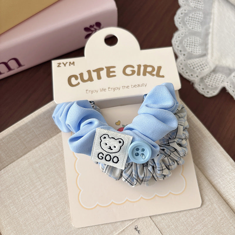 Plaid Pattern Color Patchwork Big Hair Ties, MyKids-USA®, Ponytail Holders, MyKids-USA - Size/Age - Average Size (0-12Y） - Color - Light Blue -  -  - TR2604202210-C.