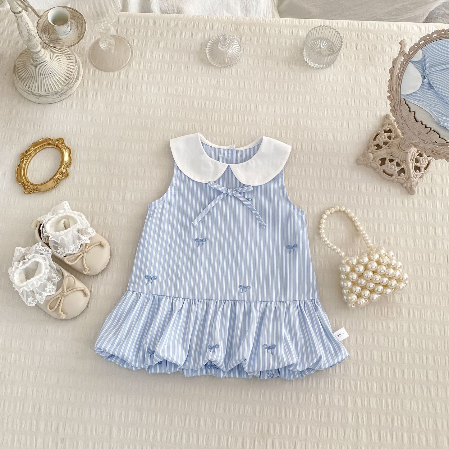 Summer Arrival Baby Girls Sleeveless Striped Dress, MyKids-USA®, Baby & Children's Dresses, MyKids-USA - Size/Age - 73 (6-9M) - Color - Blue -  -  - TR2605011715-A.