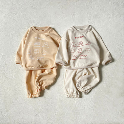 MyKids-USA® Spring and Autumn Baby Kids Unisex Long Sleeves Letters Pattern Top and Plain Pants Clothing Set