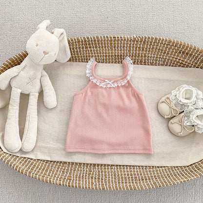 Arrival Summer Baby Kids Girls Lace Trim Top Vest, MyKids-USA®, Baby & Toddler Tops, MyKids-USA - Size/Age - 73 (6-9M) - Color - Pink -  -  - TR2605202251-C.