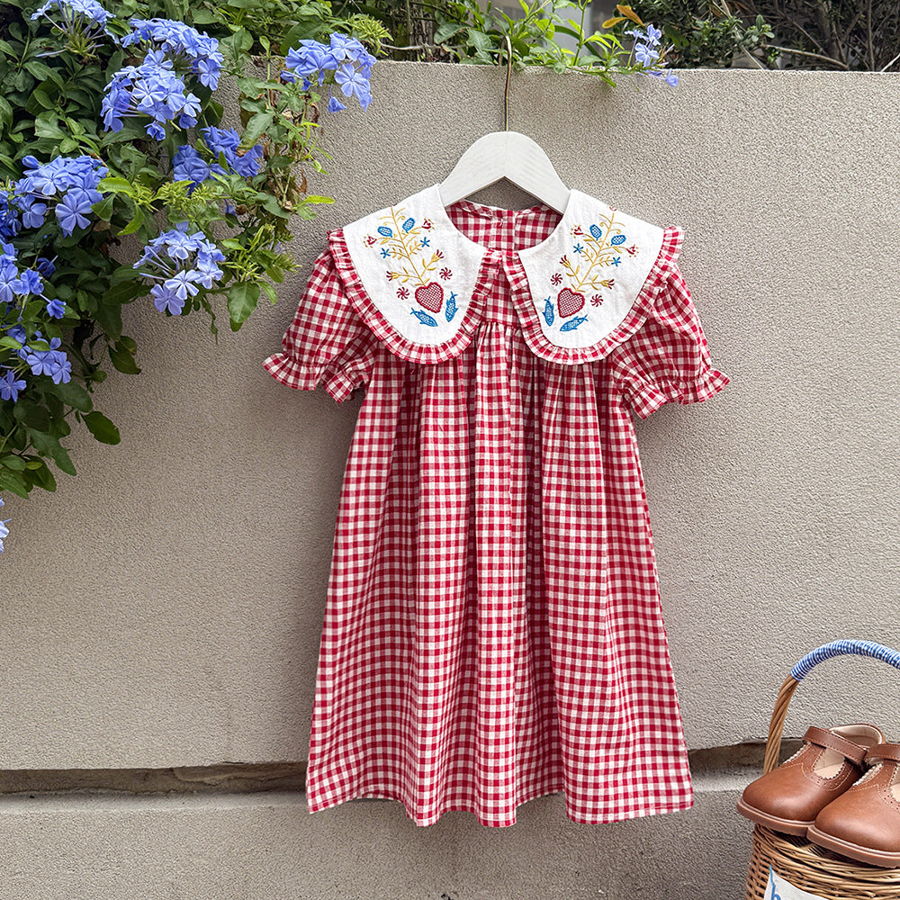 Summer Arrival Baby Girls Short Sleeves Plaid Pattern Dress, MyKids-USA®, Baby & Children's Dresses, MyKids-USA -  -  -  -  -  -  - .