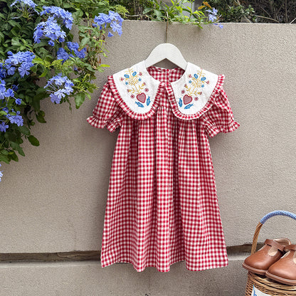 Summer Arrival Baby Girls Short Sleeves Plaid Pattern Dress, MyKids-USA®, Baby & Children's Dresses, MyKids-USA -  -  -  -  -  -  - .