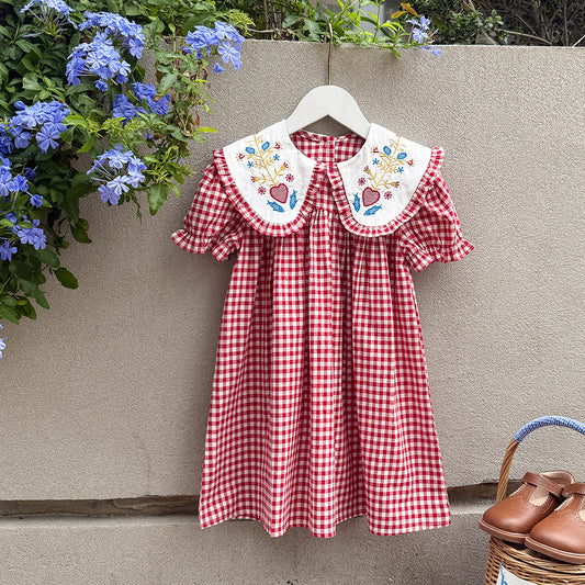 Summer Arrival Baby Girls Short Sleeves Plaid Pattern Dress, MyKids-USA®, Baby & Children's Dresses, MyKids-USA -  -  -  -  -  -  - .