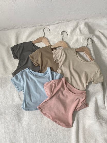 Summer Baby Kids Solid Color T-shirt in European and American Style