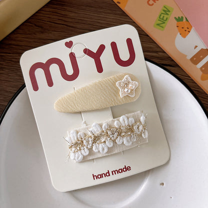 Collection of 2 Versatile Cute Cloth Design Hair Clips, MyKids-USA®, Hair Pins, Claws & Clips, MyKids-USA - Size/Age - Average Size (0-12Y） - Color - Ivory -  -  - TR2602011218-C.