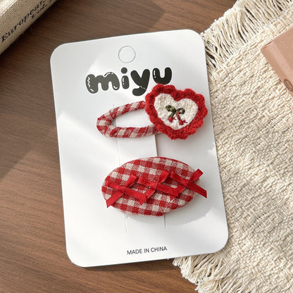 Collection of 2 Cute Cartoon and Fruits Pattern Hair Clips or Hair Ties, MyKids-USA®, Hair Pins, Claws & Clips, MyKids-USA - Size/Age - Average Size (0-12Y） - Color - Khaki -  -  - TR2604202215-D.