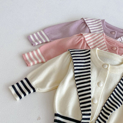Winter and Autumn Baby Kids Girls Striped Long Sleeves Cardigan and Color Patchwork Pants Knitted Clothing Set, MyKids-USA®, Baby & Toddler Outfits, MyKids-USA -  -  -  -  -  -  - 