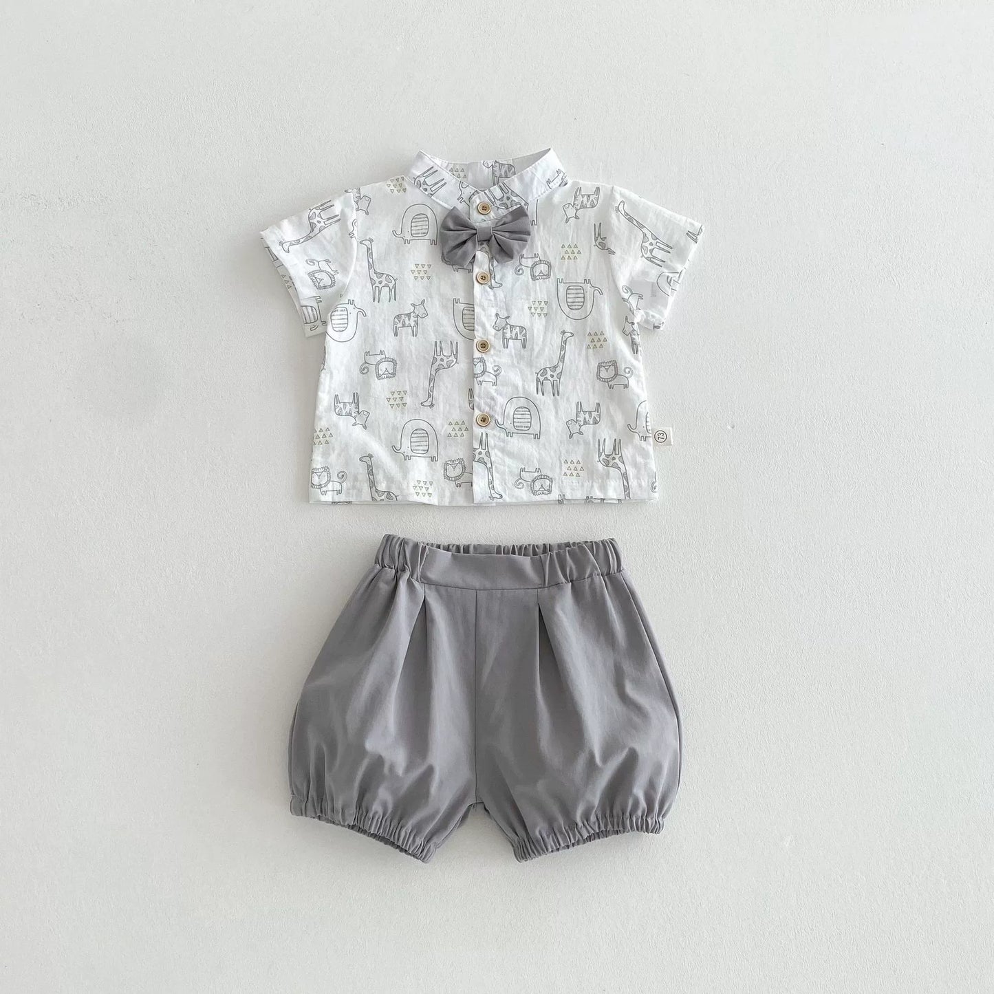 Summer Hot Selling Baby Boys Short Sleeves Animals Pattern Shirt and Grey Shorts Clothing Set, MyKids-USA®, Baby & Toddler Outfits, MyKids-USA -  -  -  -  -  -  - 
