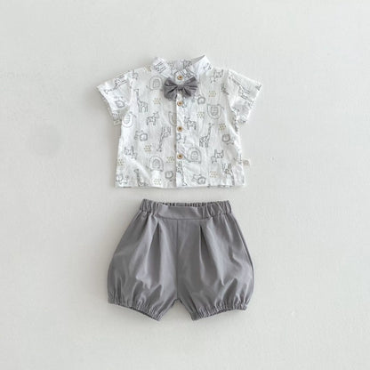 Summer Hot Selling Baby Boys Short Sleeves Animals Pattern Shirt and Grey Shorts Clothing Set, MyKids-USA®, Baby & Toddler Outfits, MyKids-USA -  -  -  -  -  -  - 