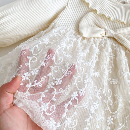 Spring Arrival Baby Girls Cute Floral Embroidered Tulle Long Sleeves Onesies, MyKids-USA®, Baby One-Pieces, MyKids-USA -  -  -  -  -  -  - 