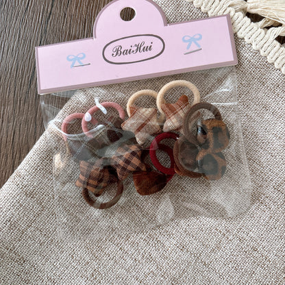 Collection of 10 Versatile Geometric Shape Decorated Hair Ties, MyKids-USA®, Ponytail Holders, MyKids-USA - Size/Age - Average Size (0-12Y） - Color - Coffee -  -  - TR2603171004-C.
