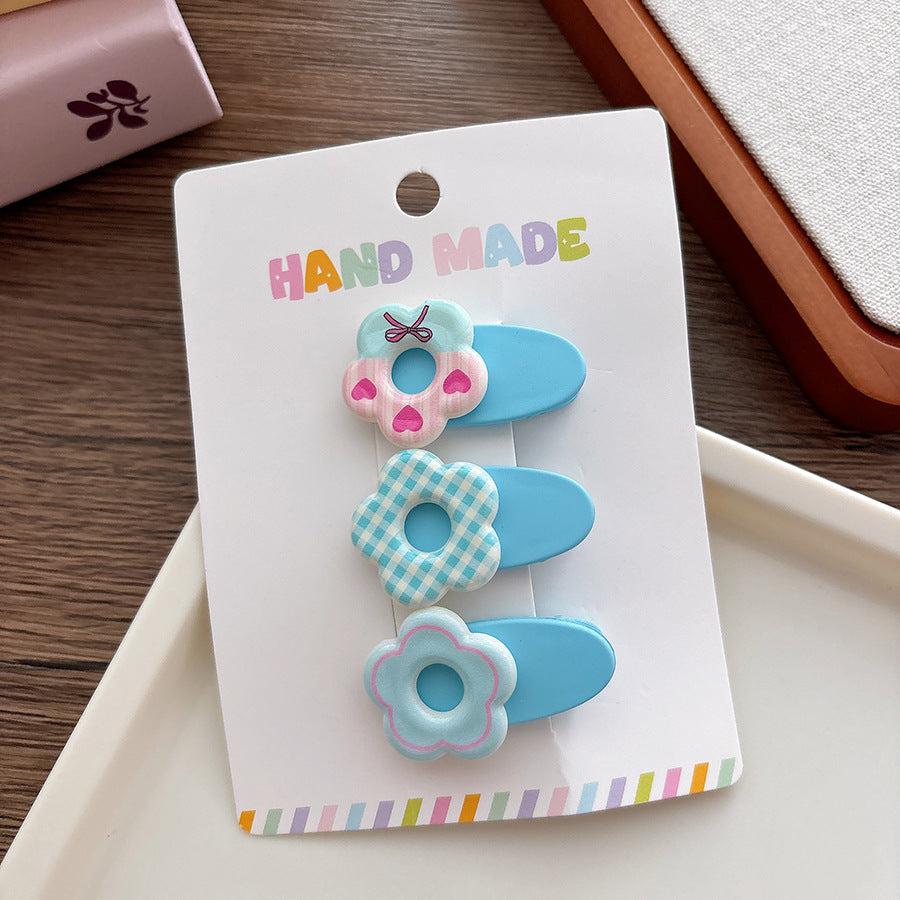 Collection of 3 Versatile Cute Flowers Pattern Hair Clips, MyKids-USA®, Hair Pins, Claws & Clips, MyKids-USA - Size/Age - Average Size (0-12Y） - Color - Blue -  -  - TR2601242053-A.