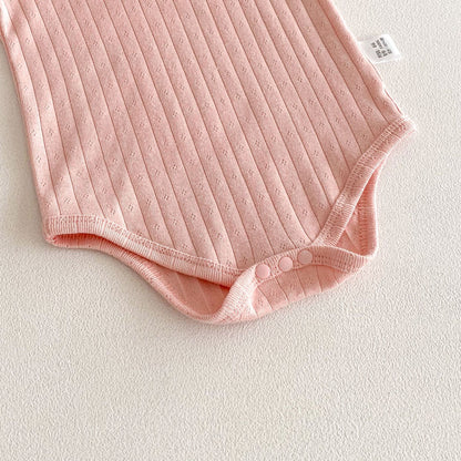 Summer Arrival Baby Girls Short Sleeves Solid Color Hollow-out Pattern Bodysuit with Collar, MyKids-USA®, Bodysuits, MyKids-USA -  -  -  -  -  -  - .