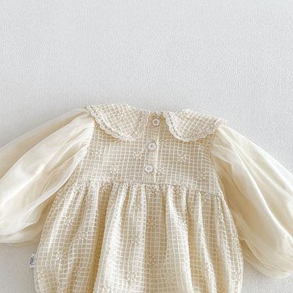 MyKids-USA® Autumn Arrival Baby Girls Long Sleeves Solid Color Plaid Bodysuit