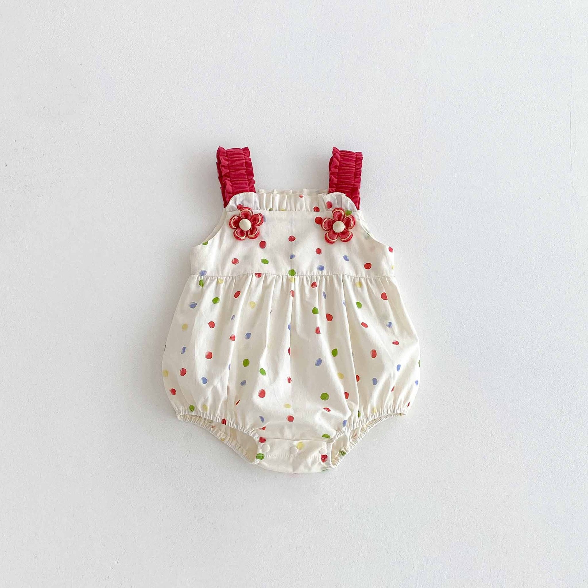 Summer Arrival Baby Girls Cute Sleeveless Colorful Dots Pattern Strap Onesies, MyKids-USA®, Baby One-Pieces, MyKids-USA - Size/Age - 66 (3-6M) - Color - Colorful -  -  - TR2506101821-A