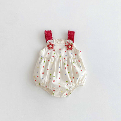 Summer Arrival Baby Girls Cute Sleeveless Colorful Dots Pattern Strap Onesies, MyKids-USA®, Baby One-Pieces, MyKids-USA - Size/Age - 66 (3-6M) - Color - Colorful -  -  - TR2506101821-A