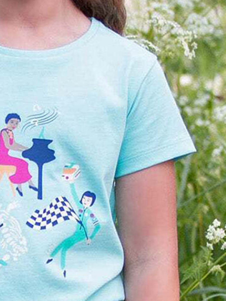 Girls Printing T-Shirt In European And American Style For Summer