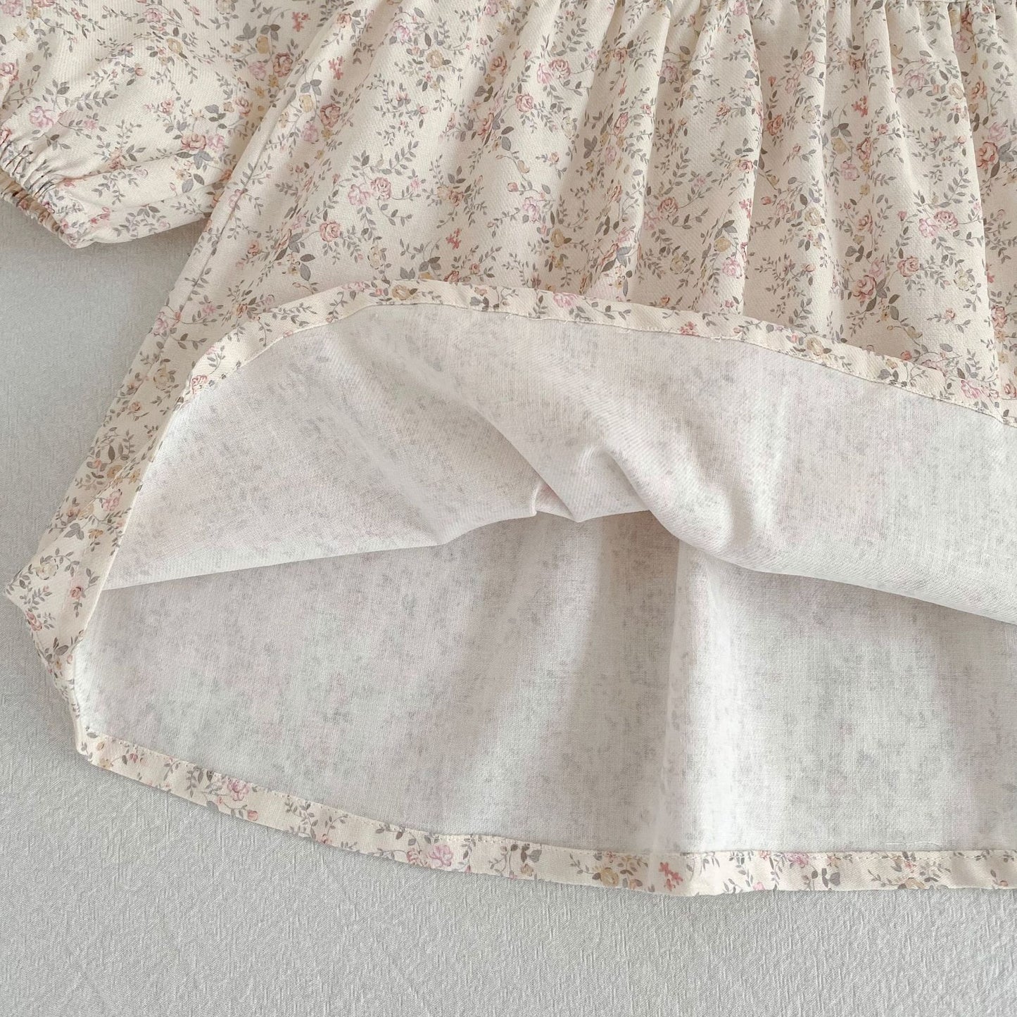 Arrival Spring and Autumn Flowers Pattern Baby Kids Girls Peter Pan Collar Onesies and Dress – Princess Sister Matching Set