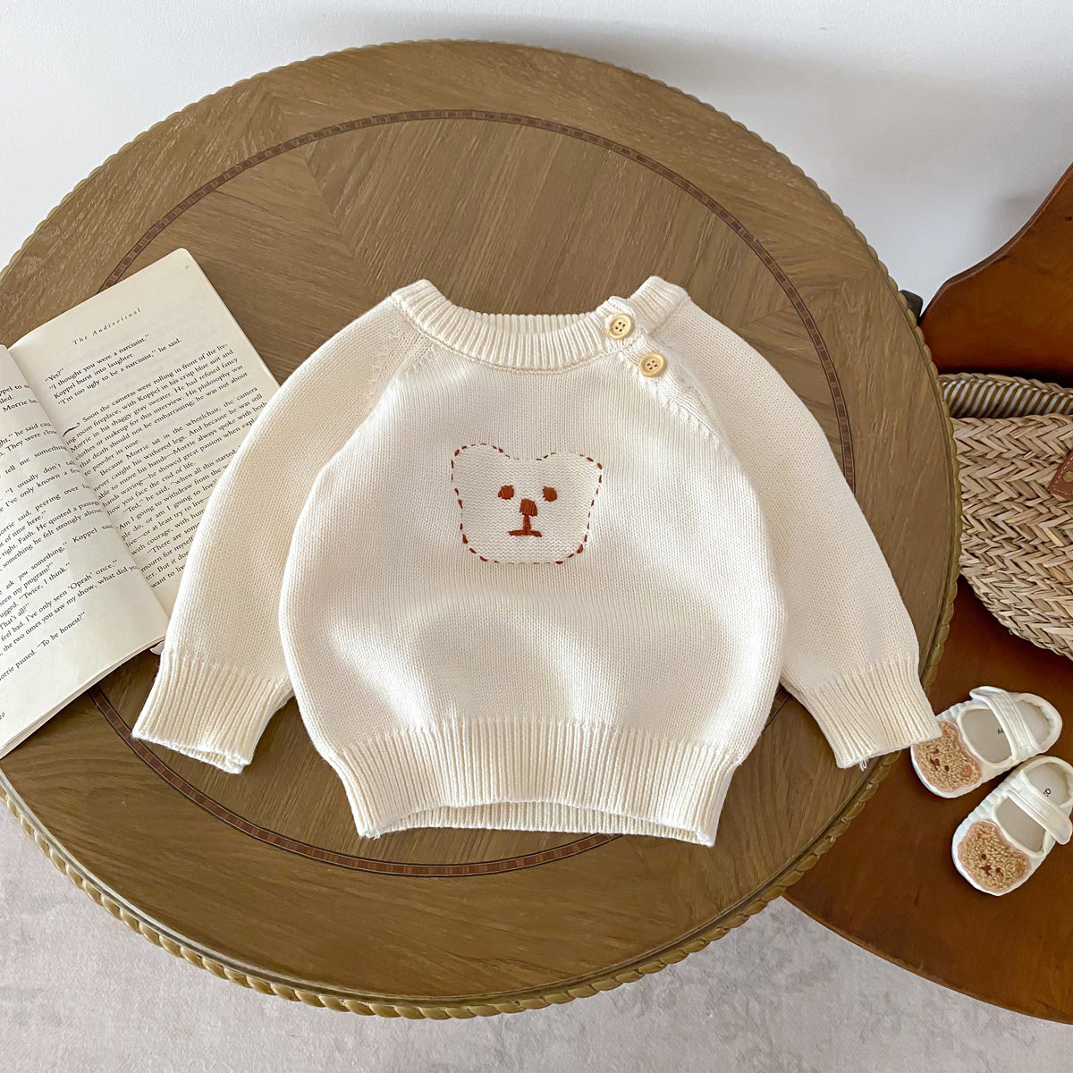 Arrival Autumn Baby Unisex Long Sleeves Teddy Bear Pattern Knitted Top Sweater, MyKids-USA®, Sweaters, MyKids-USA - Size/Age - 66 (3-6M) - Color - Beige -  -  - TR2509152249-A
