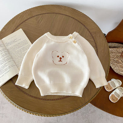 Arrival Autumn Baby Unisex Long Sleeves Teddy Bear Pattern Knitted Top Sweater, MyKids-USA®, Sweaters, MyKids-USA - Size/Age - 66 (3-6M) - Color - Beige -  -  - TR2509152249-A
